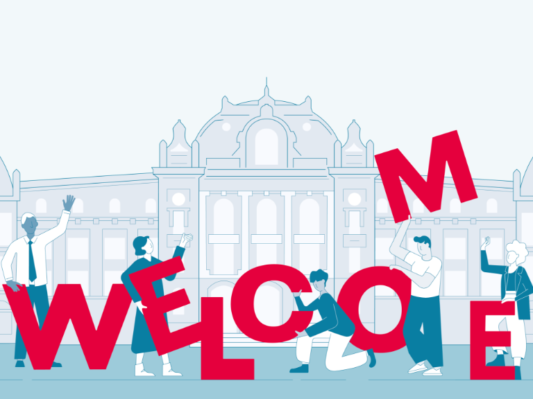 Key Visual des Welcome Centers an der Universität Bern